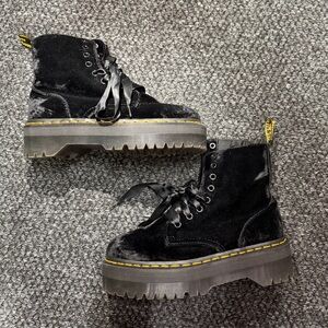 Dr. Martens Jadon Velvet Chunky Platform Boots - 7